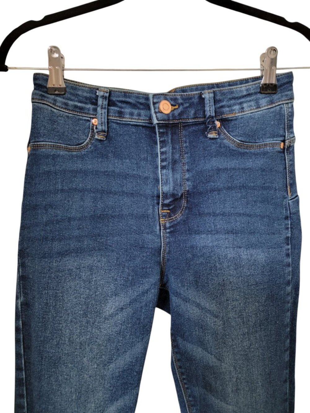 No Boundaries Size 7 Dark Wash High Rise Sculpting Skinny Crop Denim Blue Jeans - Picture 2 of 13